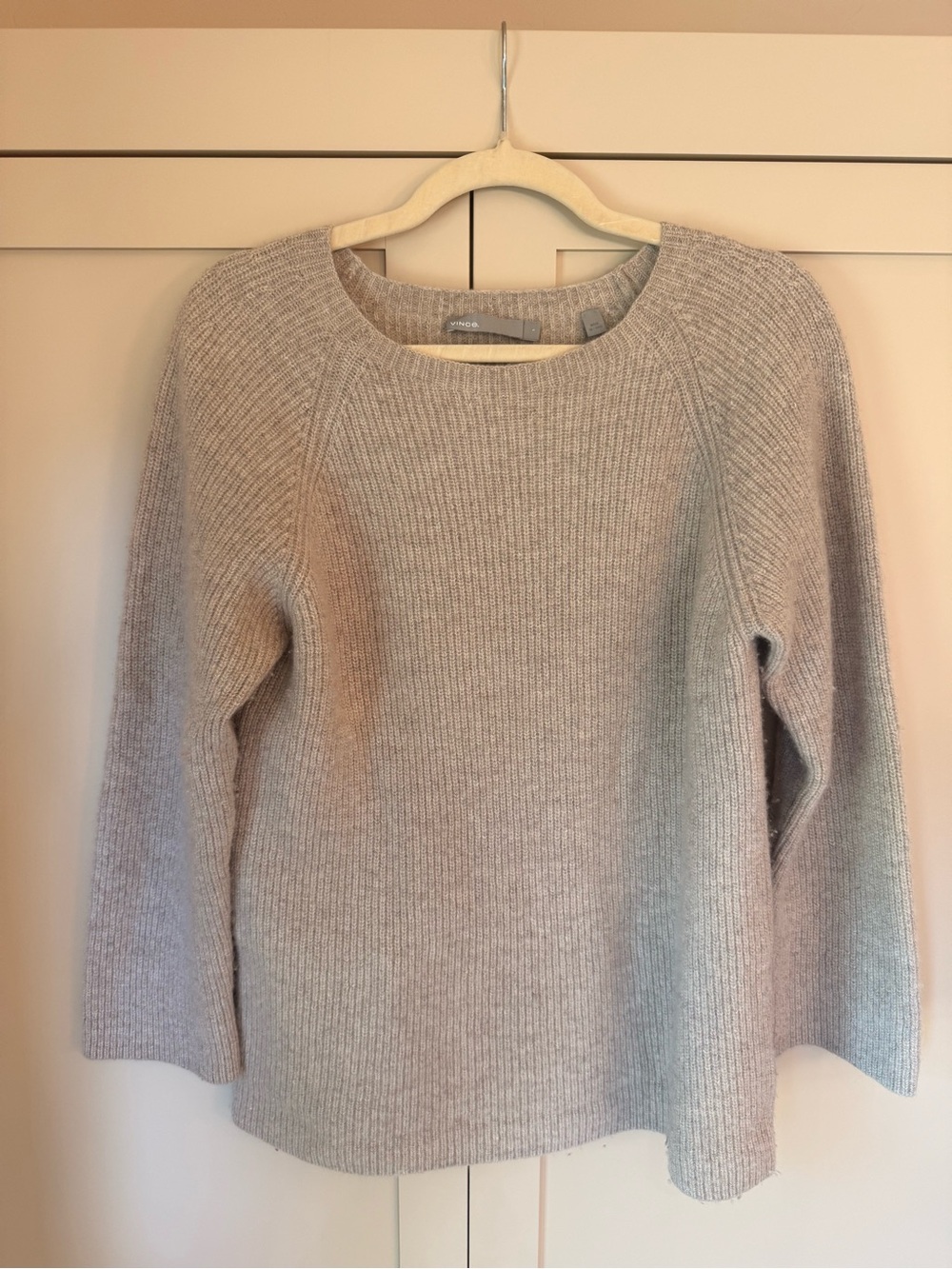 Vince Cashmere Silk Ribbed Knit Scoop Neck Pullover Sweater Womens S